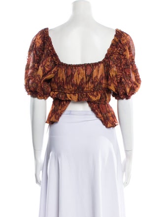 Ulla Johnson Printed Square Neckline Crop Top