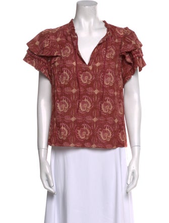Ulla Johnson Printed V-Neck Blouse
