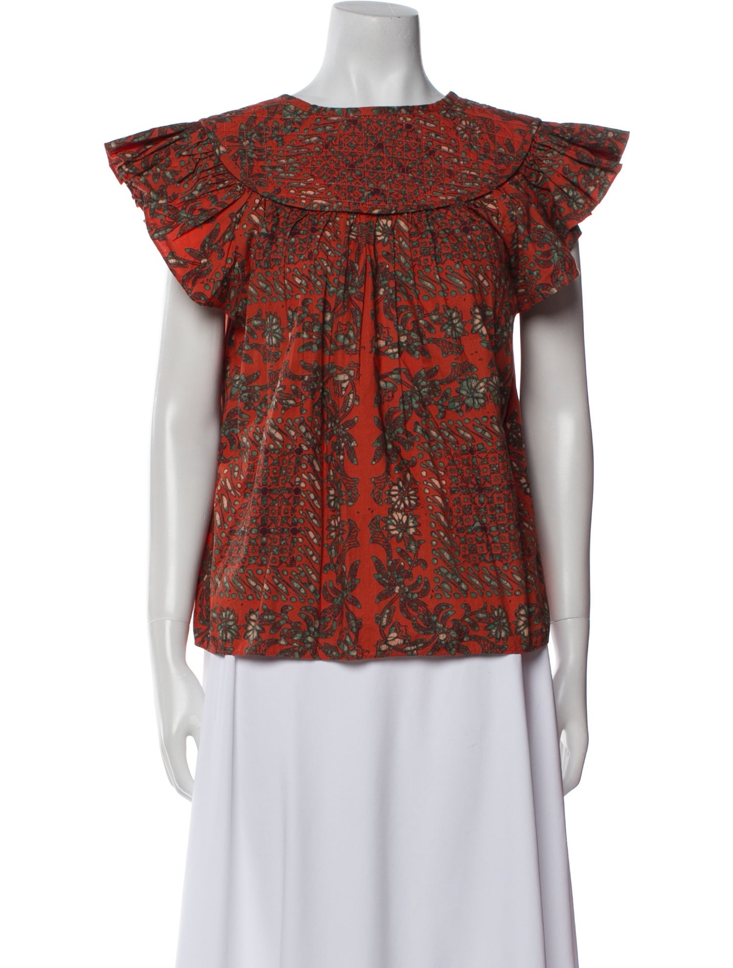 Ulla Johnson Printed Bateau Neckline Blouse