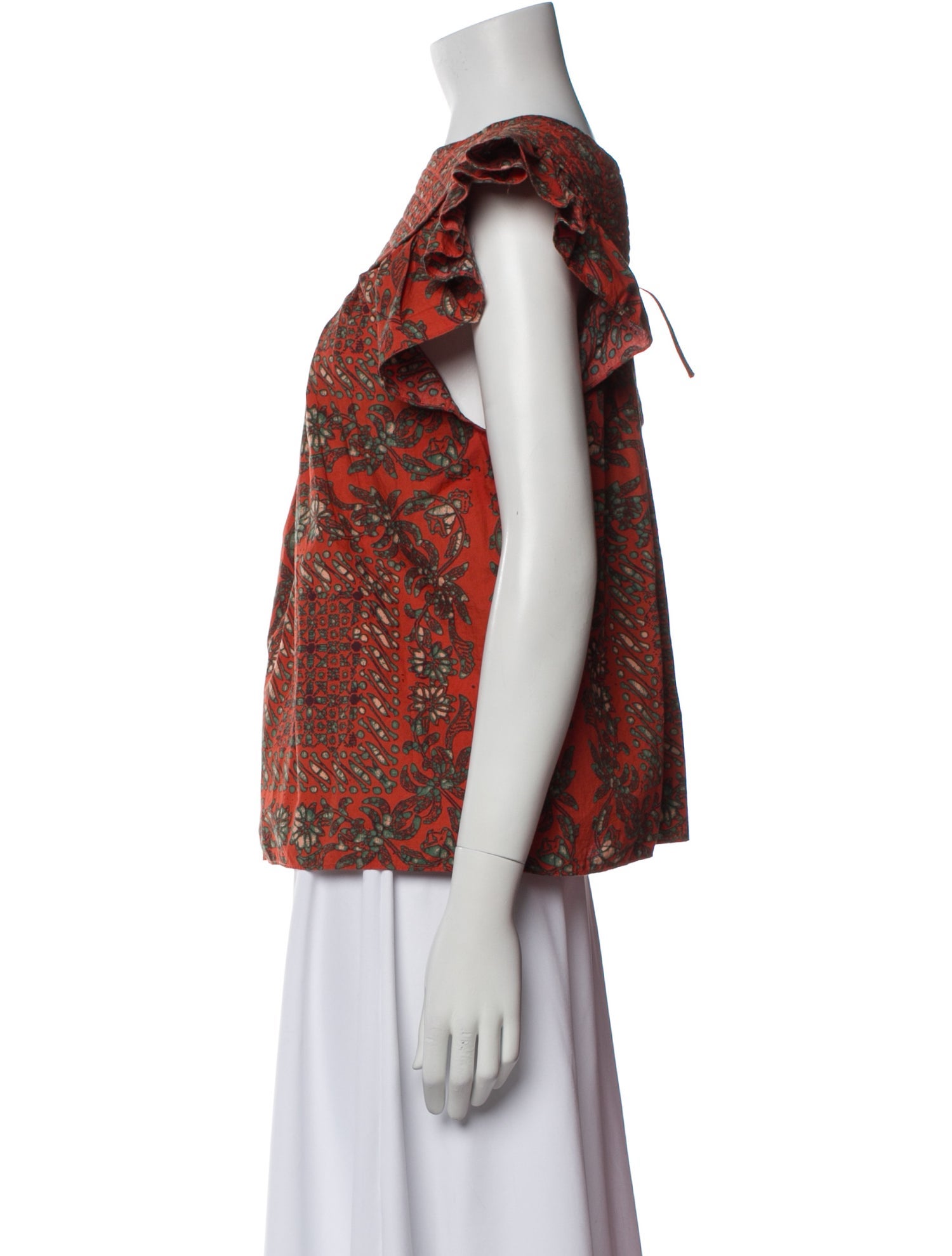 Ulla Johnson Printed Bateau Neckline Blouse