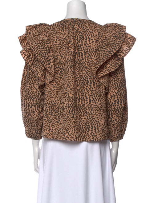 Ulla Johnson Animal Print Crew Neck Blouse