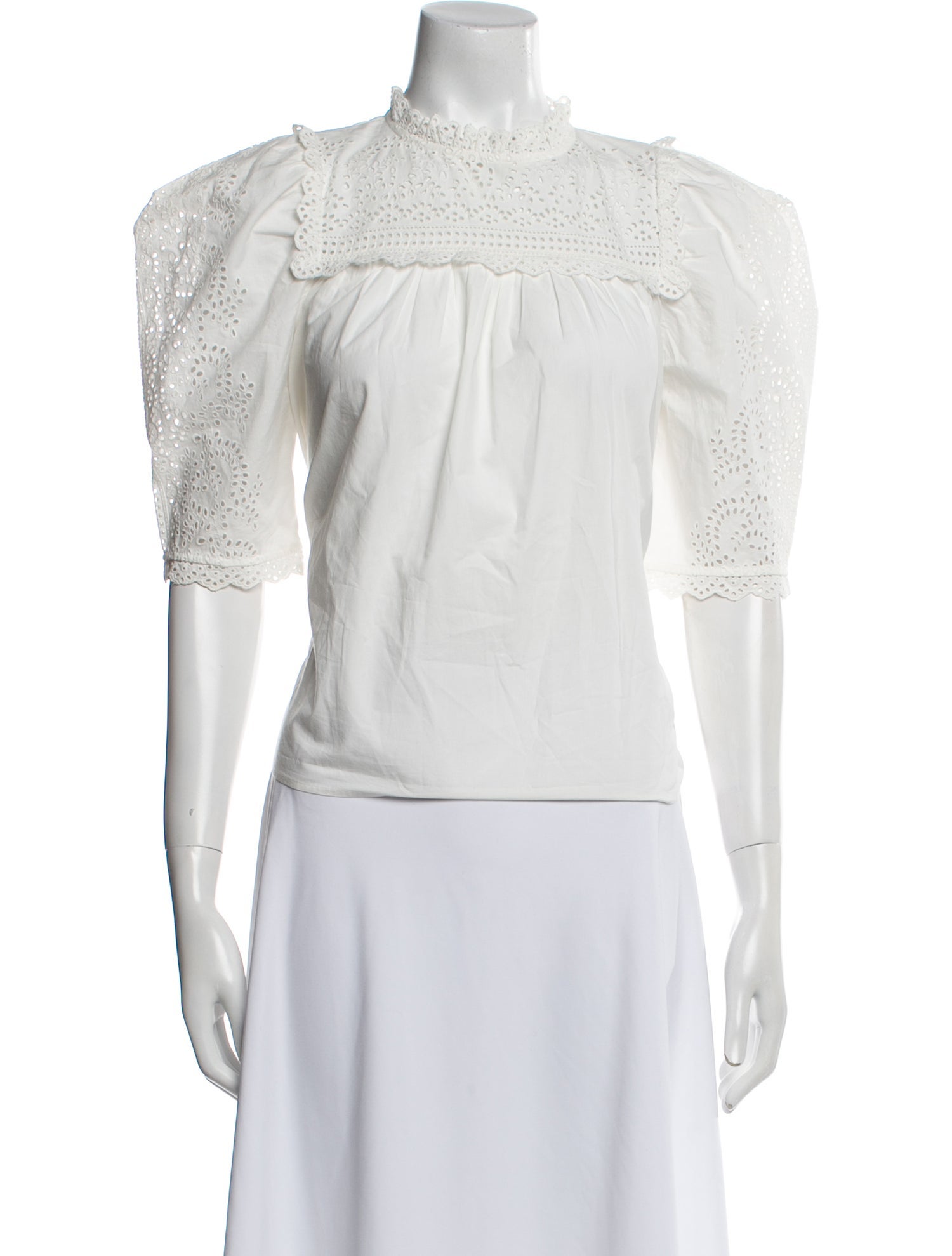 Ulla Johnson Mock Neck Short Sleeve Crop Top