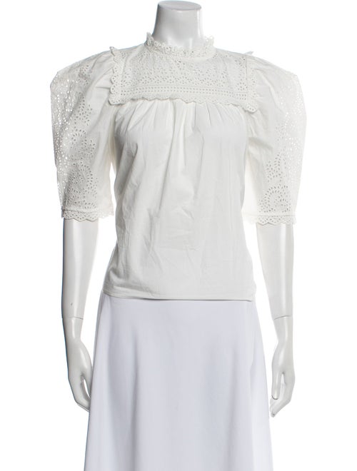 Ulla Johnson Mock Neck Short Sleeve Crop Top