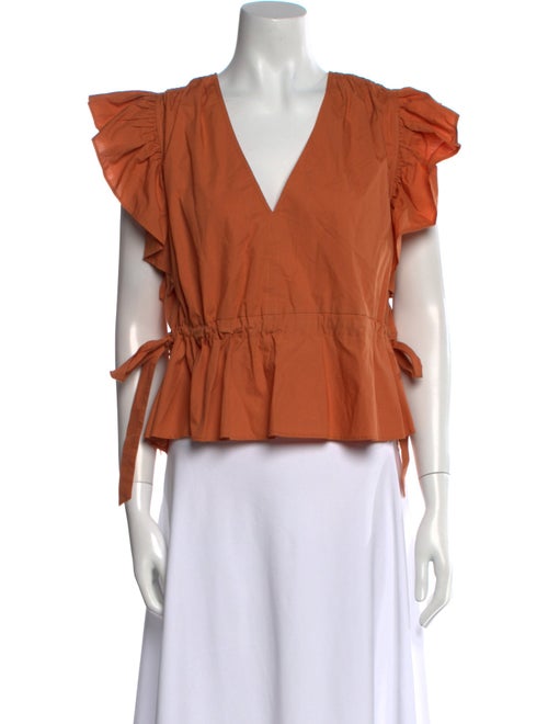 Ulla Johnson V-Neck Short Sleeve Blouse
