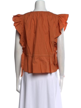 Ulla Johnson V-Neck Short Sleeve Blouse
