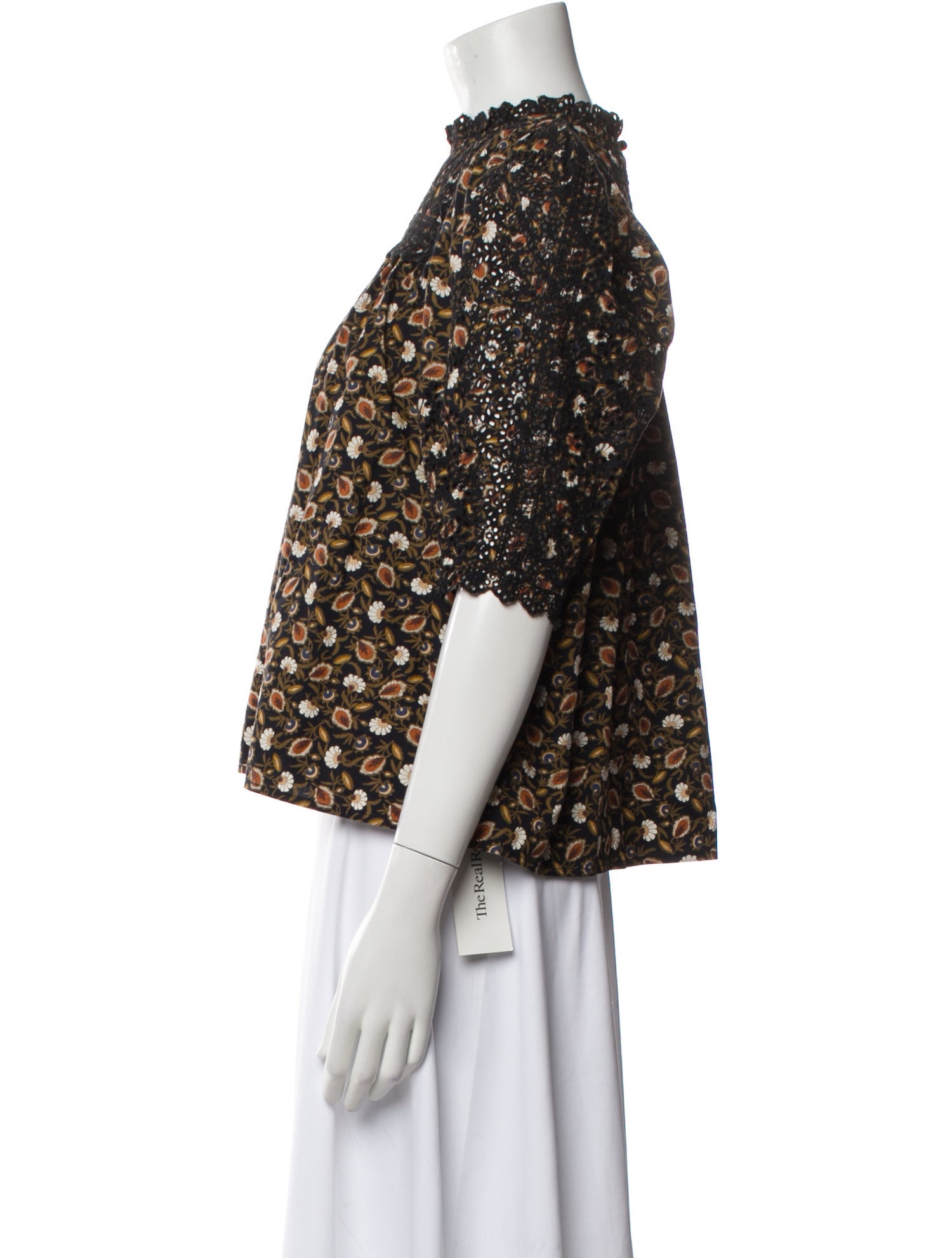 Ulla Johnson Printed Mock Neck Crop Top