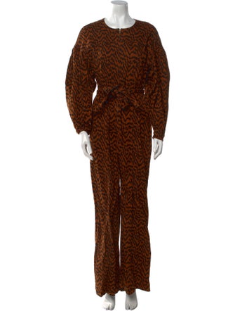 Ulla Johnson Animal Print Crew Neck Jumpsuit