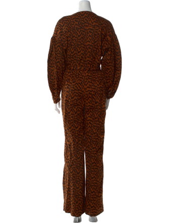 Ulla Johnson Animal Print Crew Neck Jumpsuit