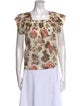 Ulla Johnson Floral Print Square Neckline Blouse