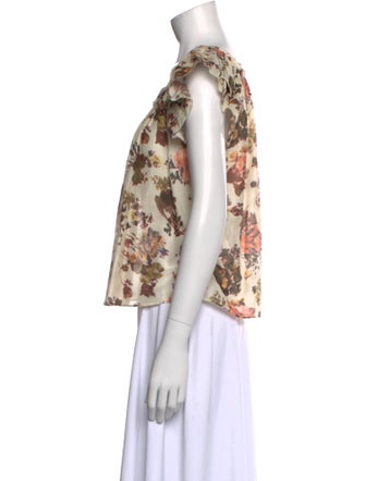 Ulla Johnson Floral Print Square Neckline Blouse