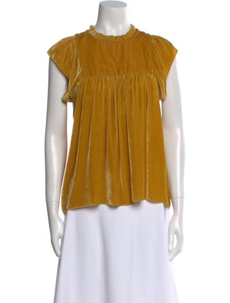 Ulla Johnson Mock Neck Short Sleeve Blouse