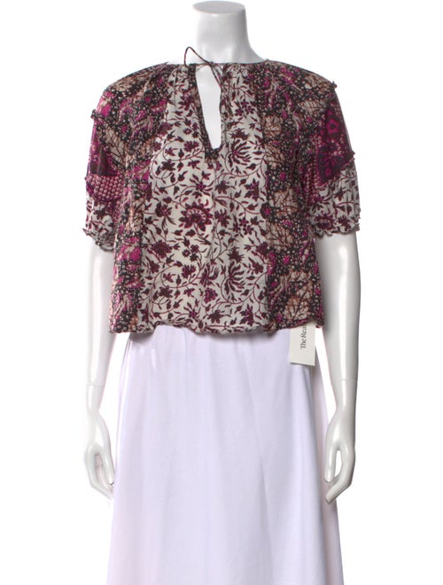 Ulla Johnson Floral Print Tie Neck Crop Top