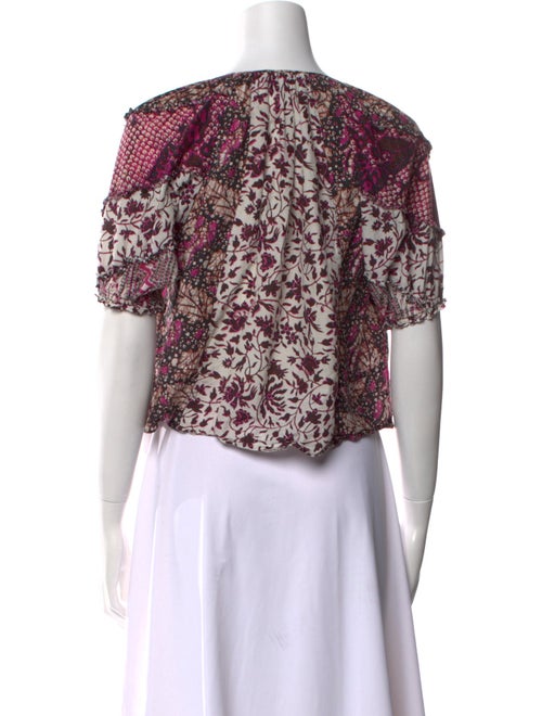 Ulla Johnson Floral Print Tie Neck Crop Top