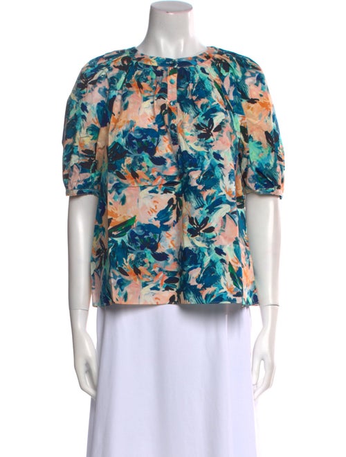 Ulla Johnson Floral Print Bateau Neckline Blouse