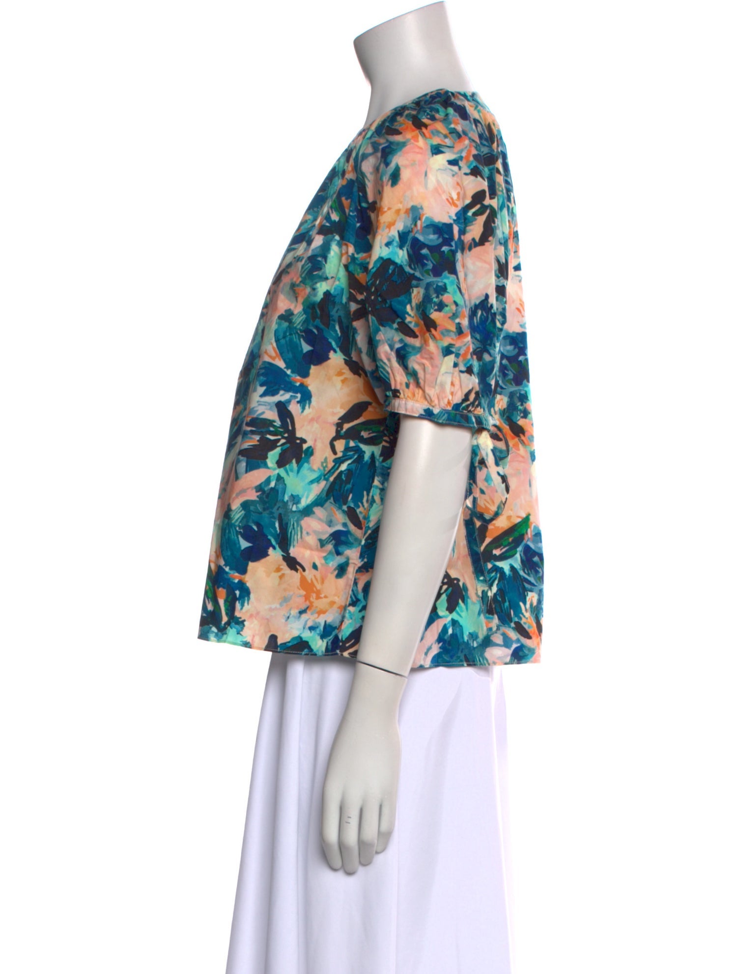 Ulla Johnson Floral Print Bateau Neckline Blouse