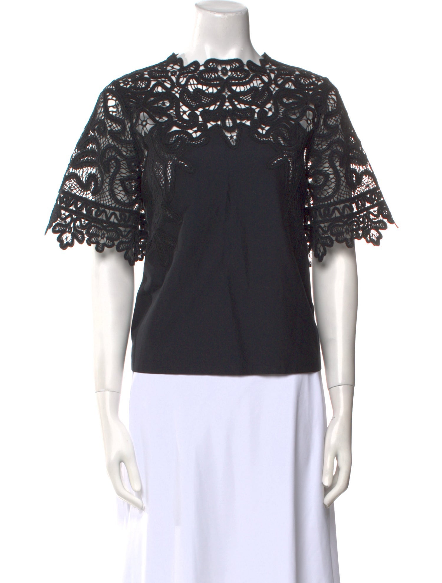 Ulla Johnson Lace Pattern Crew Neck Blouse