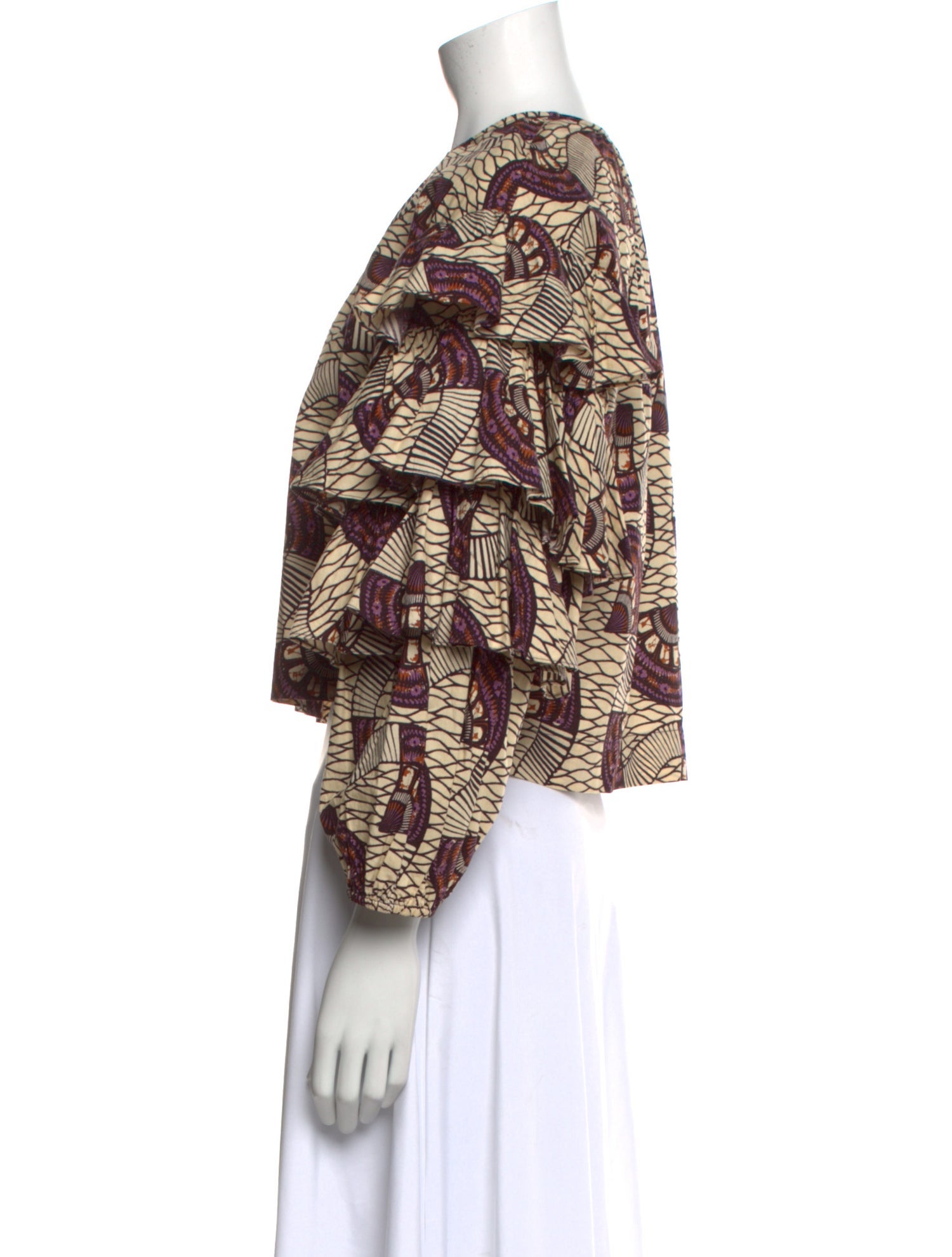 Ulla Johnson Printed Crew Neck Crop Top