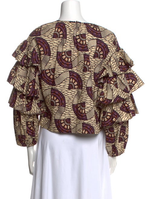 Ulla Johnson Printed Crew Neck Crop Top