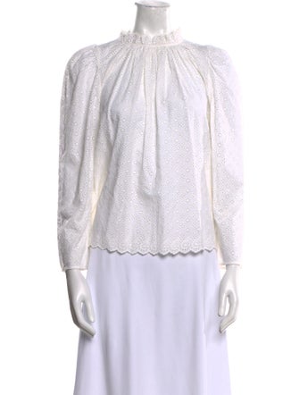Ulla Johnson Lace Pattern Mock Neck Blouse