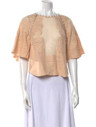 Ulla Johnson Bateau Neckline Short Sleeve Crop Top