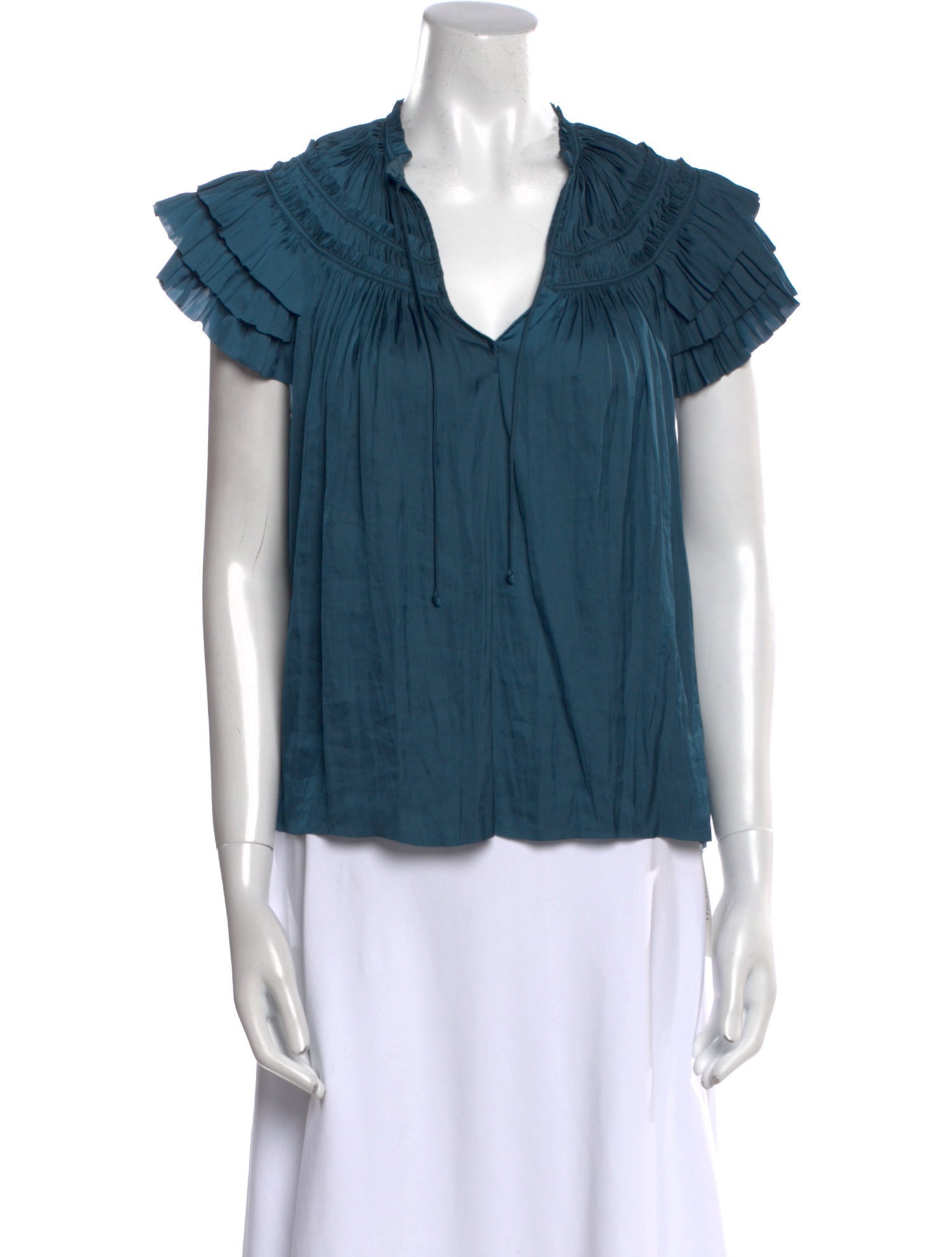 Ulla Johnson V-Neck Short Sleeve Blouse
