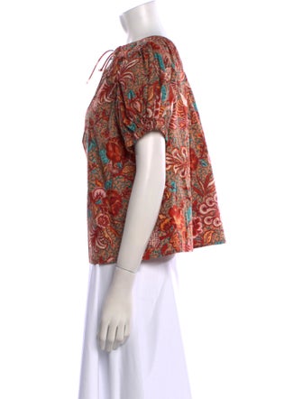 Ulla Johnson Floral Print Bateau Neckline Blouse