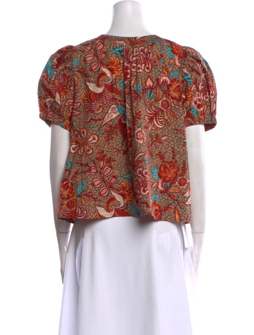 Ulla Johnson Floral Print Bateau Neckline Blouse