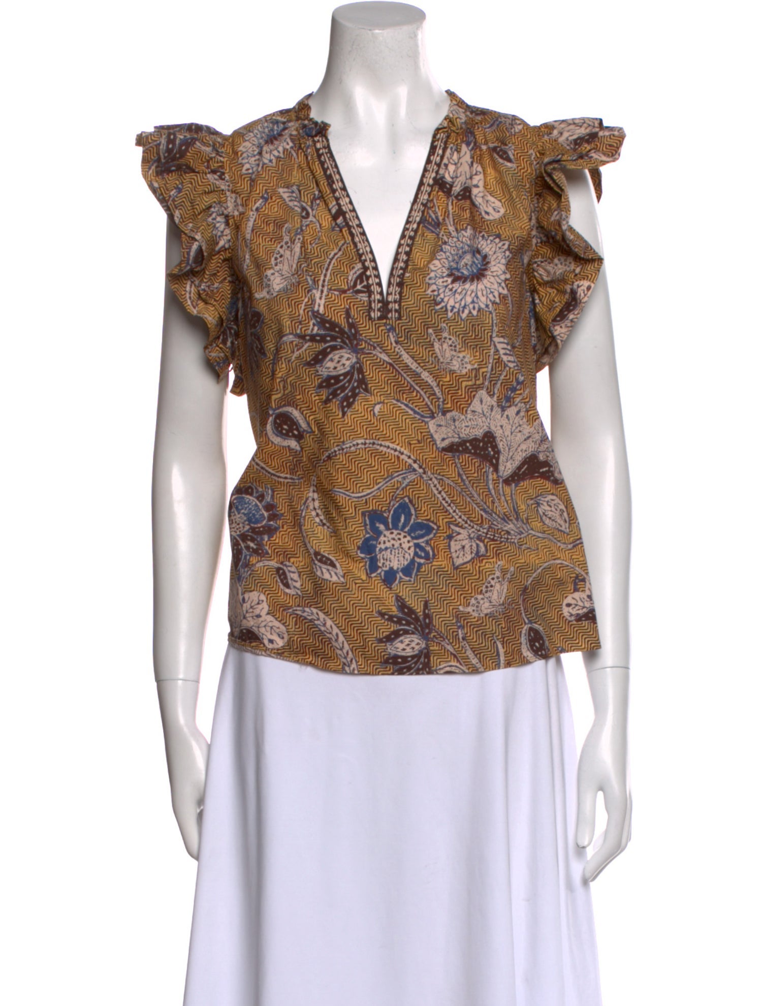 Ulla Johnson Printed V-Neck Blouse