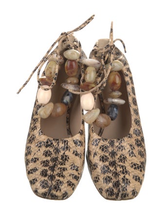 Ulla Johnson Leather Floral Print Pumps