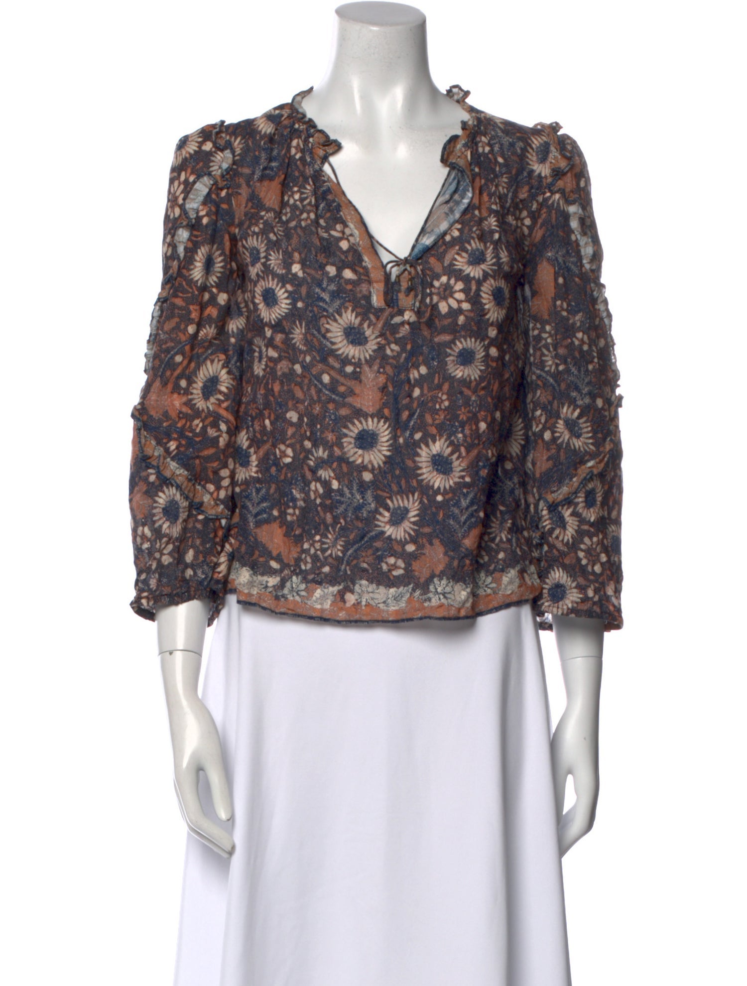 Ulla Johnson Floral Print V-Neck Blouse