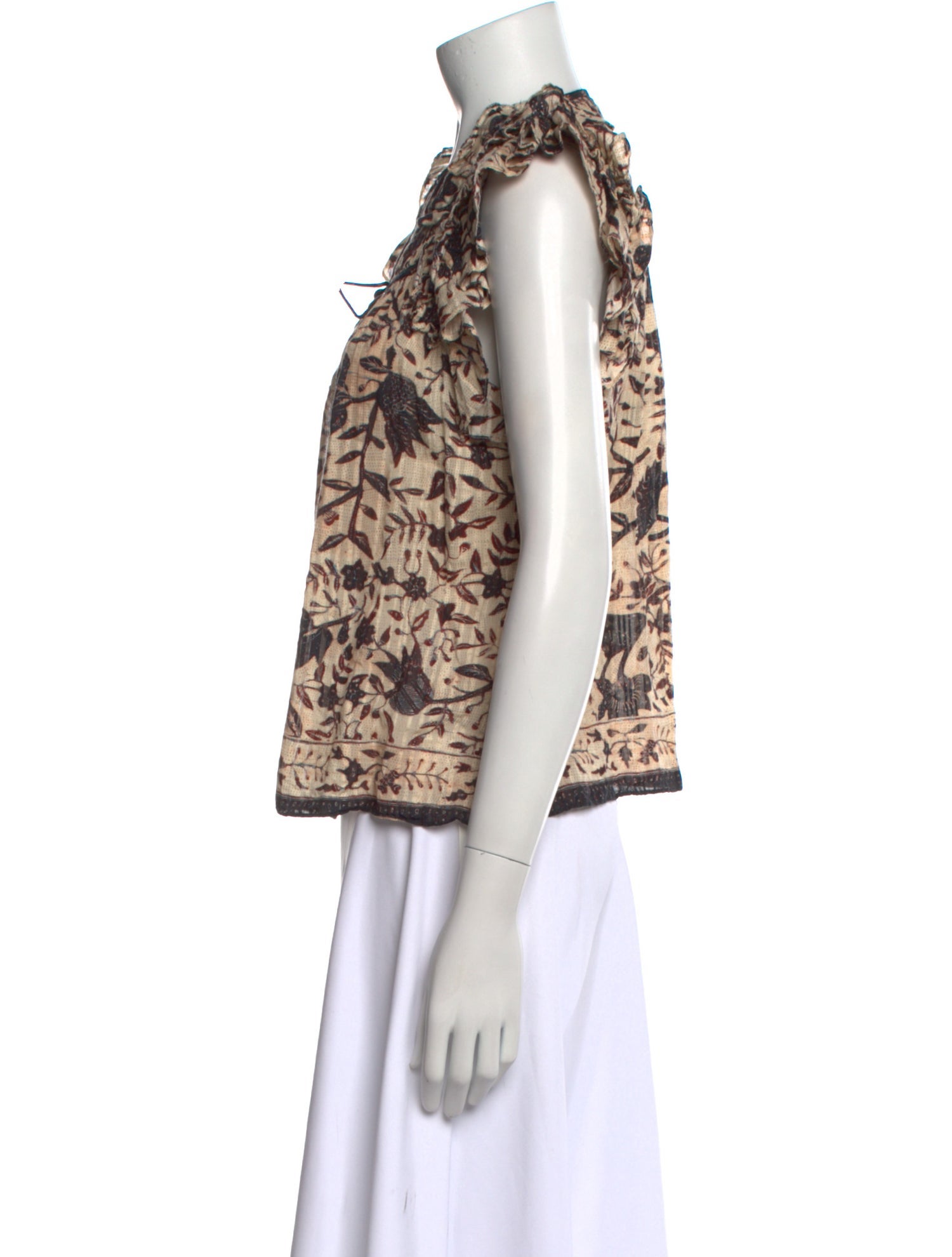 Ulla Johnson Printed V-Neck Top