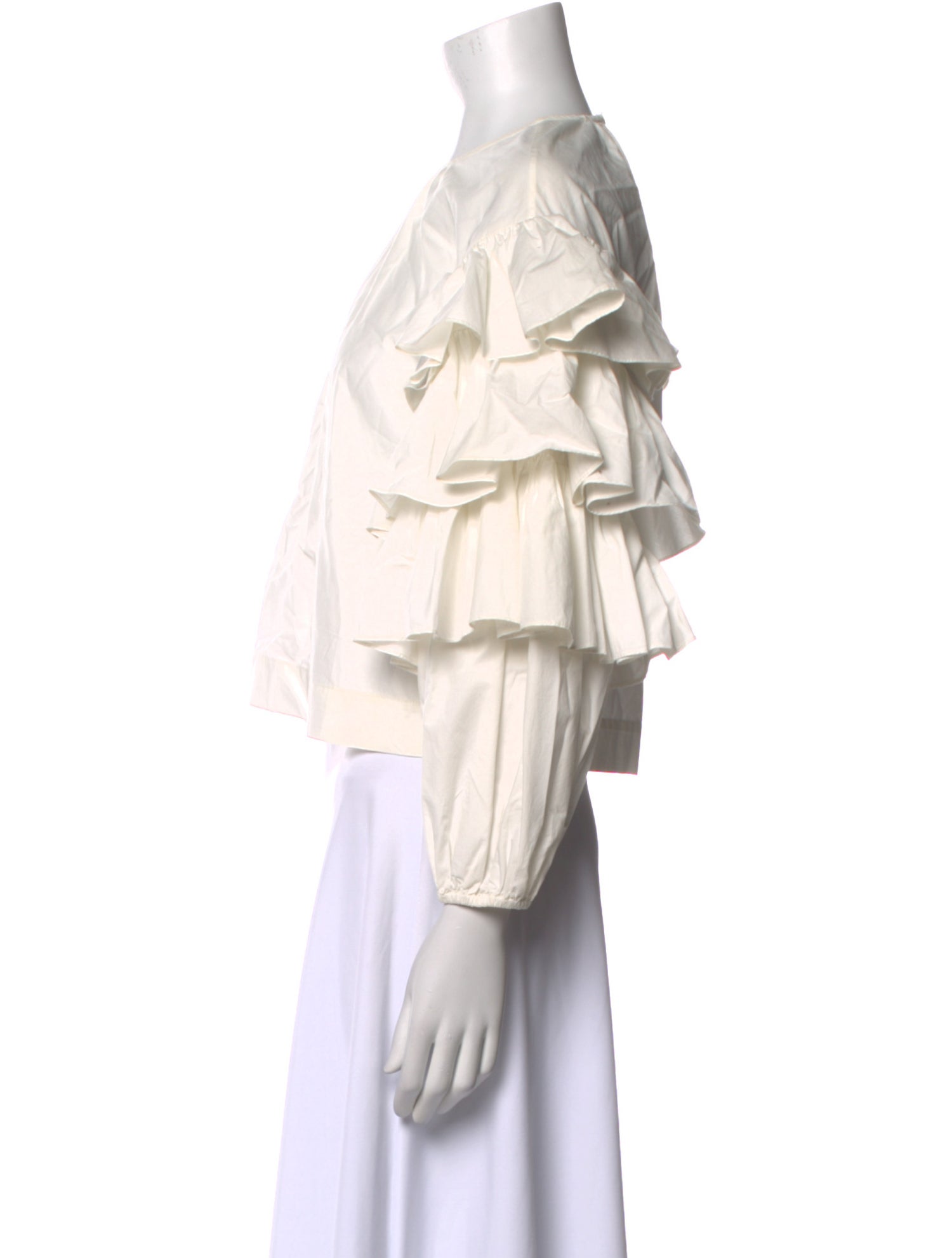 Ulla Johnson Crew Neck Three-Quarter Sleeve Crop Top