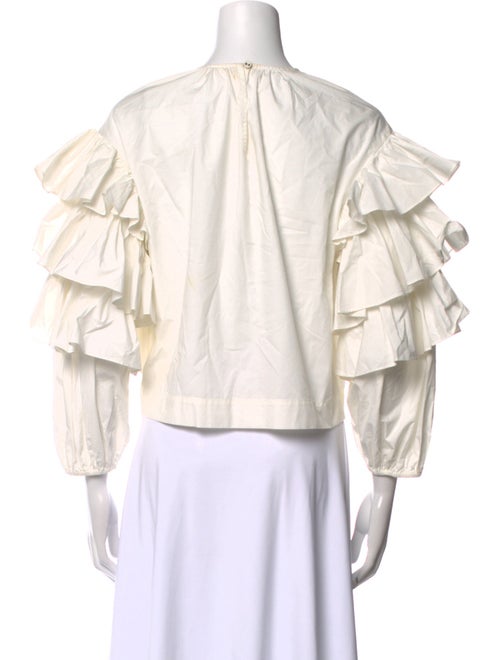 Ulla Johnson Crew Neck Three-Quarter Sleeve Crop Top