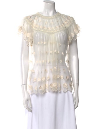 Ulla Johnson Mock Neck Short Sleeve Blouse