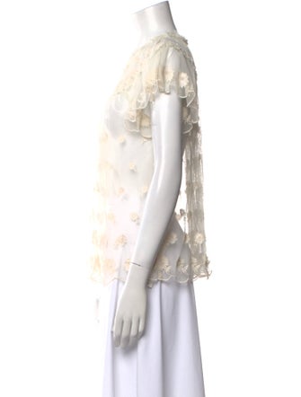 Ulla Johnson Mock Neck Short Sleeve Blouse