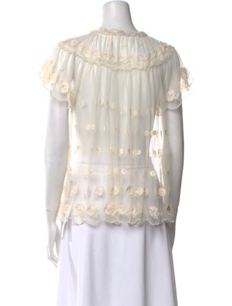 Ulla Johnson Mock Neck Short Sleeve Blouse