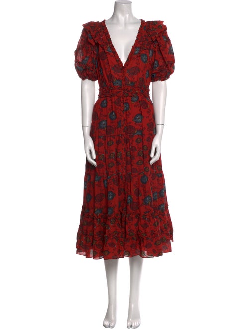 Ulla Johnson Floral Print Midi Length Dress
