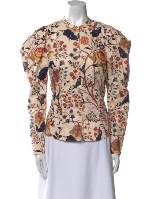 Ulla Johnson Floral Print Mock Neck Button-Up Top