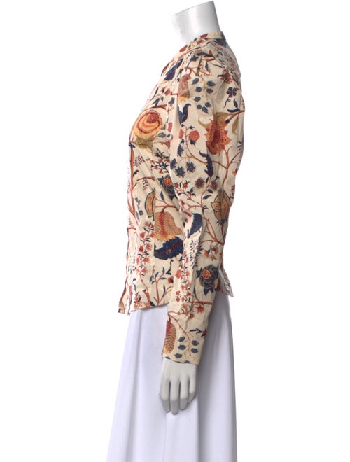 Ulla Johnson Floral Print Mock Neck Button-Up Top