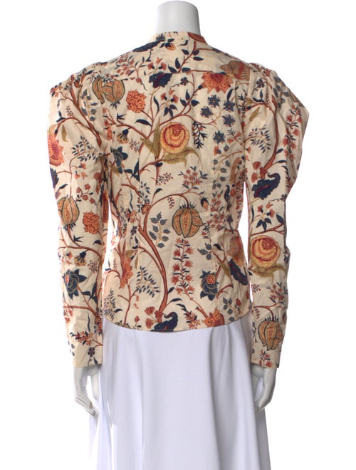 Ulla Johnson Floral Print Mock Neck Button-Up Top