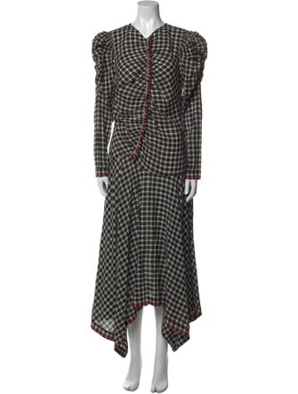 Ulla Johnson Plaid Print Midi Length Dress