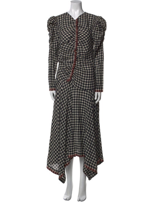 Ulla Johnson Plaid Print Midi Length Dress