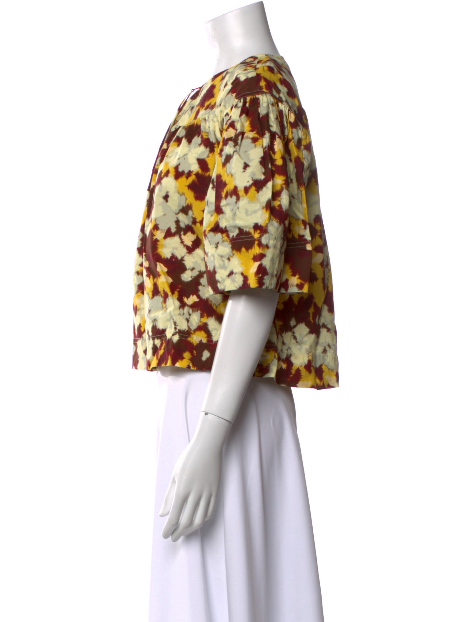 Ulla Johnson Floral Print Crew Neck Crop Top