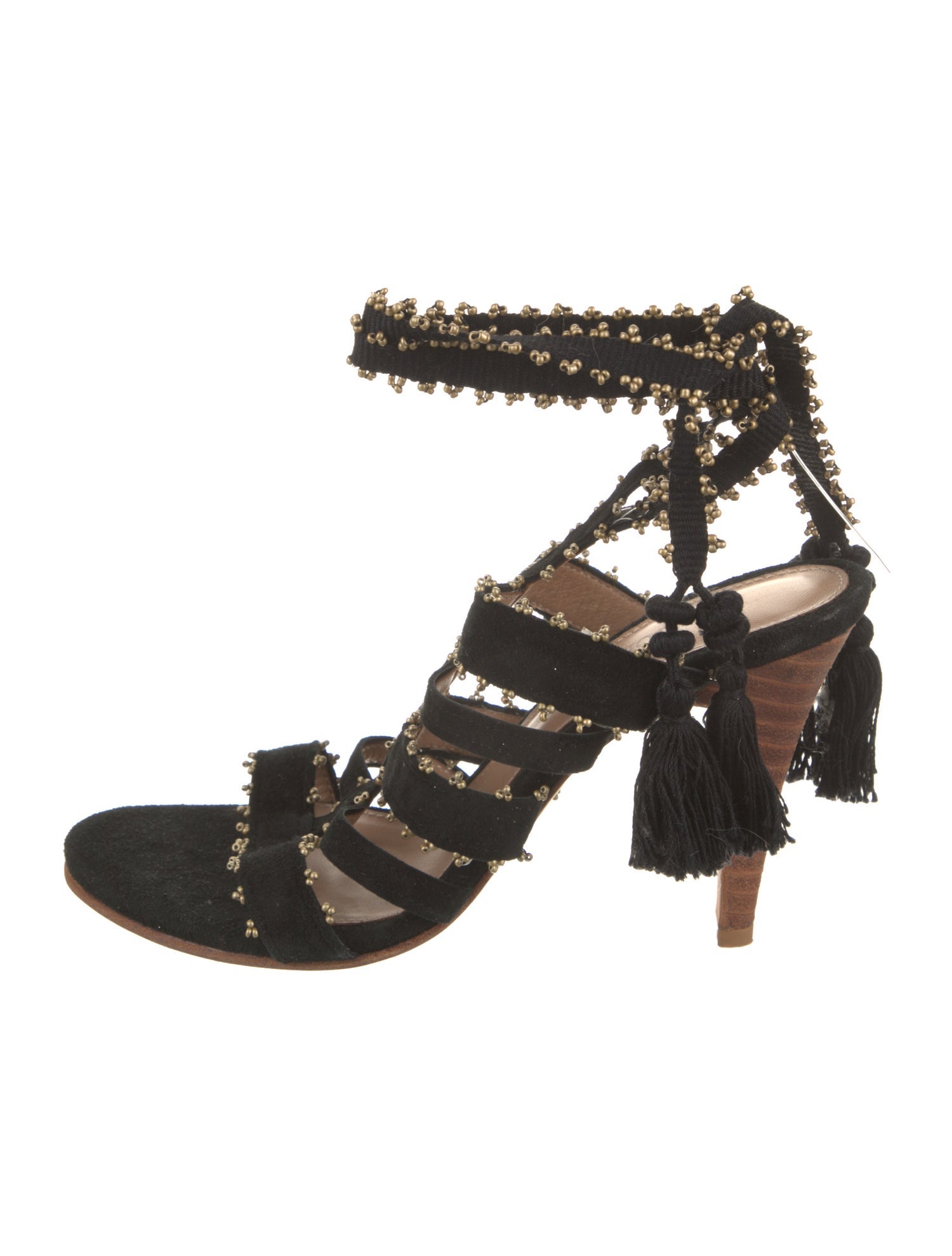 Ulla Johnson Suede Tassel Accents Gladiator Sandals