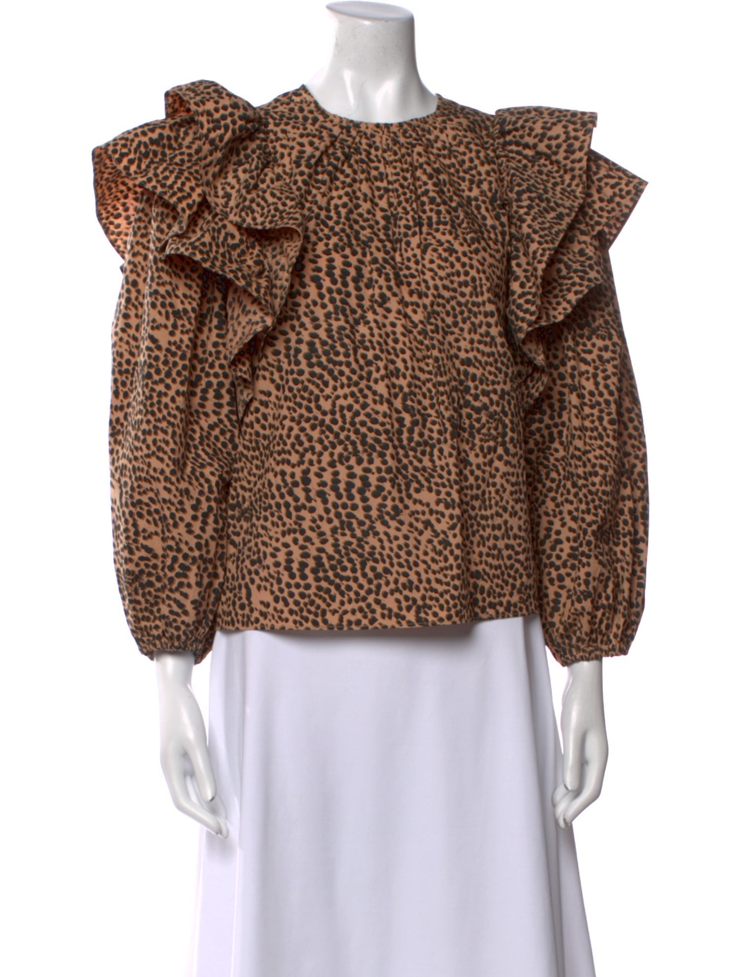 Ulla Johnson Animal Print Crew Neck Blouse