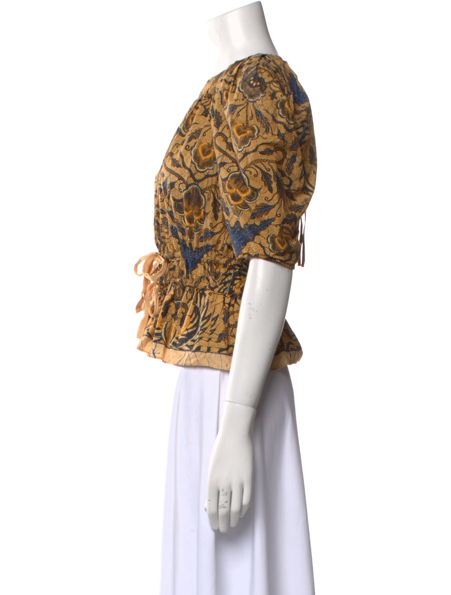 Ulla Johnson Printed Scoop Neck Crop Top