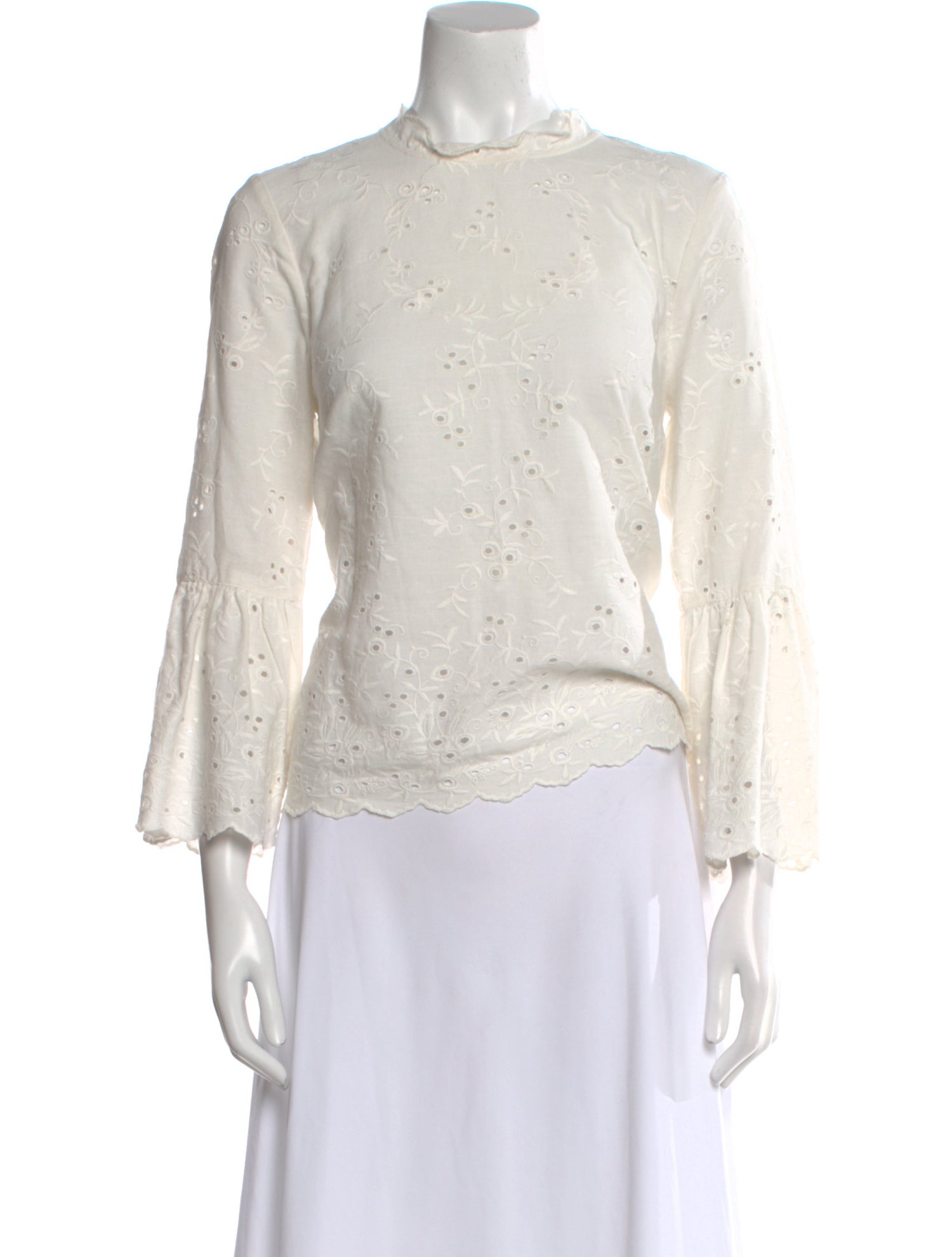 Ulla Johnson Mock Neck Three-Quarter Sleeve Blouse