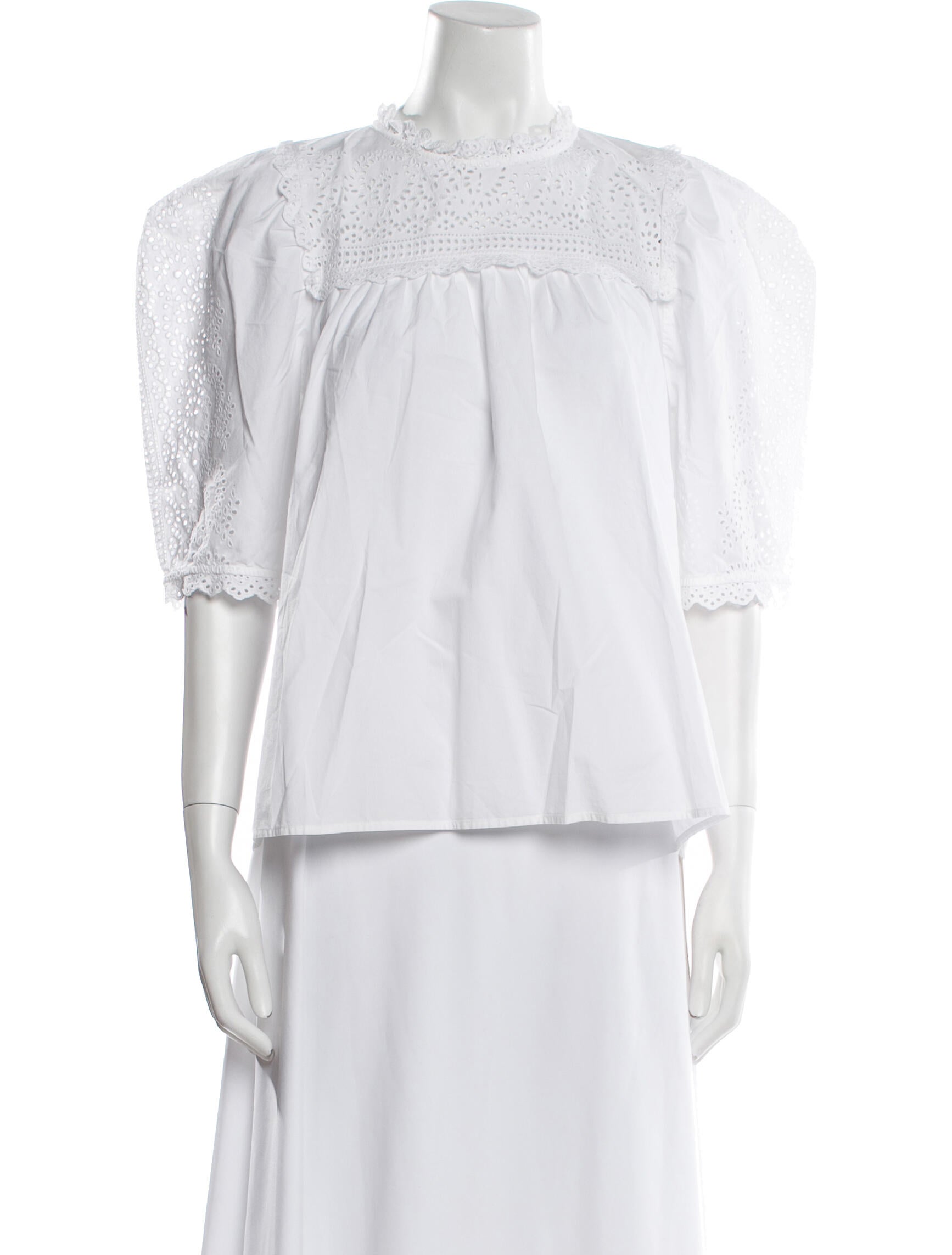Ulla Johnson Mock Neck Three-Quarter Sleeve Blouse