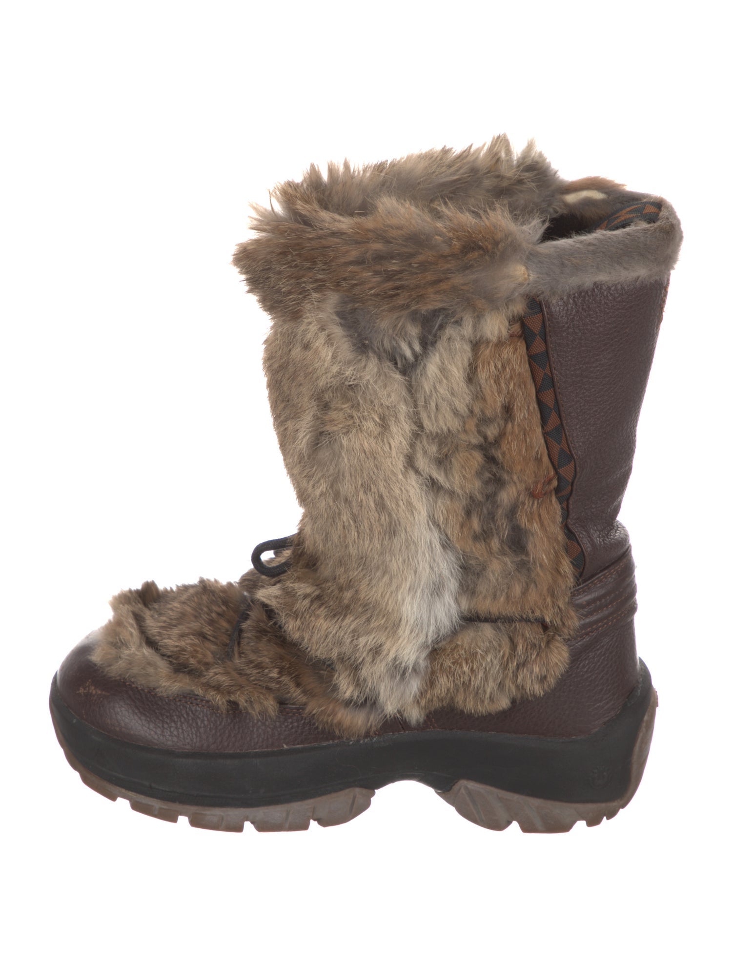 Ulu Leather Fur Trim Lace-Up Boots