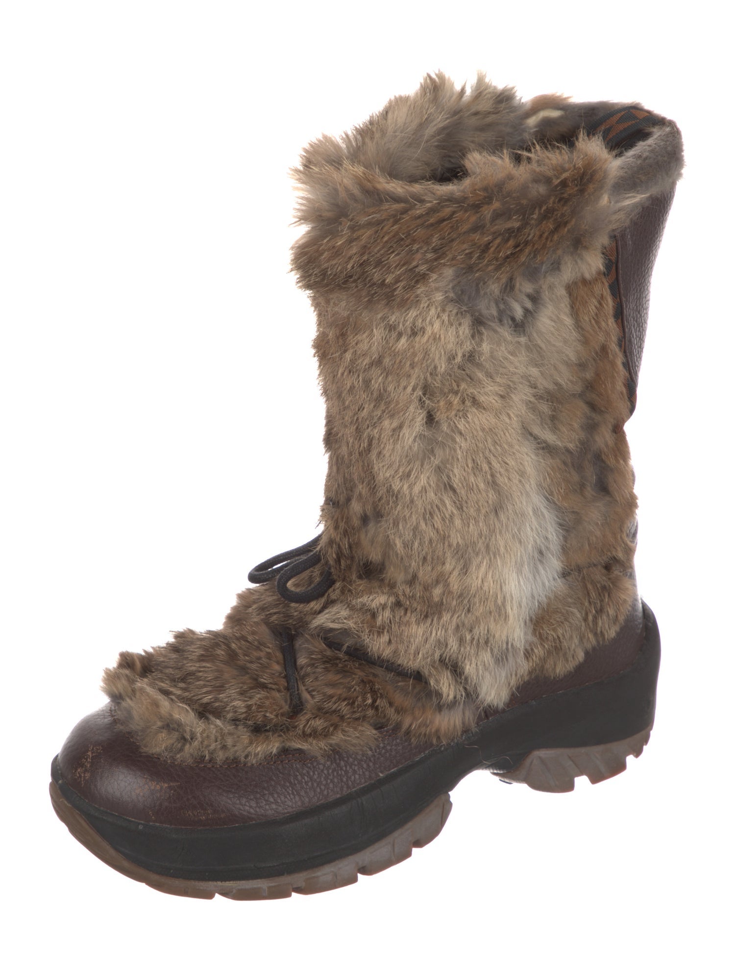 Ulu Leather Fur Trim Lace-Up Boots